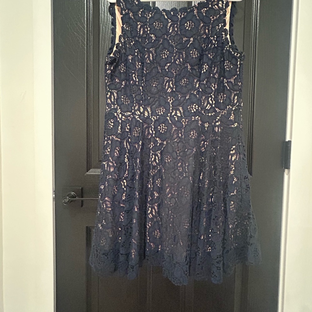 City Studio Navy Floral Lace A-Line Skirt